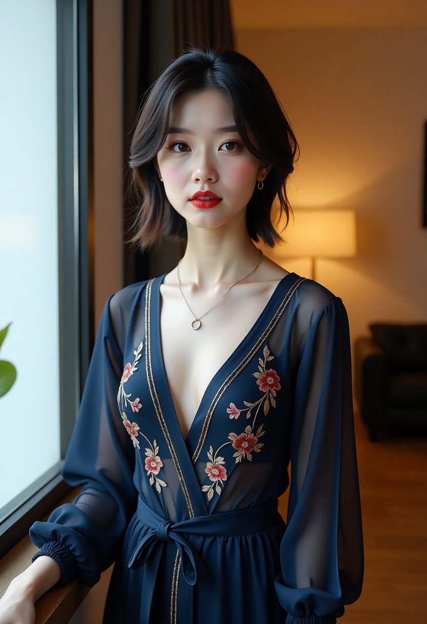 公交站牌下的她